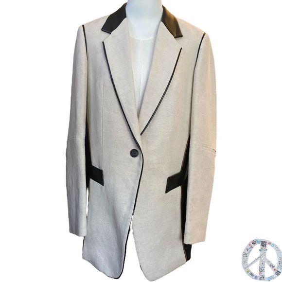 SOSKEN STUDIOS DESIGNED BY MARISA MINICUCCI- LINEN COTTON BLEND OVERSIZED BLAZER - Picture 1 of 15
